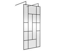 Balterley Contemporary Bathroom Abstract Frame Design 8mm Glass Wetroom Screen With Arms And Feet, 1950 X 1050 X 60mm, Matt Black