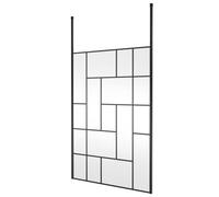 Balterley Contemporary Bathroom Abstract Frame Design 8mm Glass Wetroom Screen With Ceiling Posts, 1950 X 1450 X 60mm, Matt Black