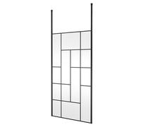 Balterley Contemporary Bathroom Abstract Frame Design 8mm Glass Wetroom Screen with Ceiling Posts, 1950 x 1150 x 60mm, Matt Black