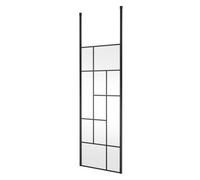 Balterley Contemporary Bathroom Abstract Frame Design 8mm Glass Wetroom Screen With Ceiling Posts, 1950 X 850 X 60mm, Matt Black