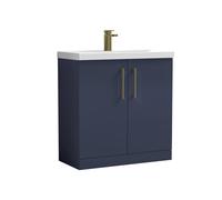 Balterley Contemporary Bathroom Floor 2-Door Vanity Unit Basin, Blue, 800mm in Blue Balterley Blue