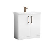 Balterley Contemporary Bathroom Floor 2-Door Vanity Unit Basin, White, 800mm in White Balterley White