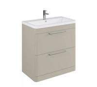 Balterley Contemporary Bathroom Floor Standing Vanity Basin Unit With 2 Drawers & 1 Tap Hole Polymarble Basin, Pebble Grey, 800mm