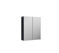 Wall Hung 2 Door Bathroom Mirror Cabinet - 600mm - Soft Black