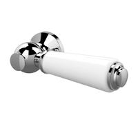 Balterley Contemporary Bathroom White WC Ceramic Lever Toilet Flush Handle, Chrome White, 32mm x 100mm x 167mm