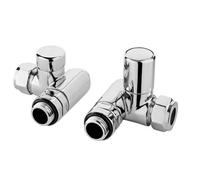Balterley Contemporary Corner Minimalist Dual Fuel Round Radiator Valves (Pairs) - Chrome