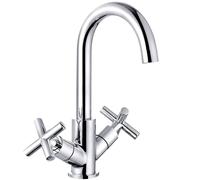 Contemporary Cross Handle Kitchen Mixer Tap, Chrome