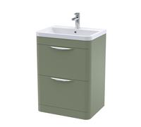 Floor Standing 2 Drawer Vanity Unit Ceramic Basin Green 600mm Balterley Green One Size