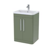 Floor Standing 2 Door Vanity with Polymarble Satin Green Basin600mm Balterley Green One Size