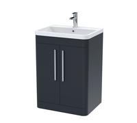Balterley Dark Grey Floor Standing 2 Door Bathroom Vanity Basin Unit - 600mm in Black Balterley Black