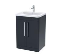 Floor Standing 2 Door Vanity Unit with Basin Soft Black 600mm Balterley Black One Size