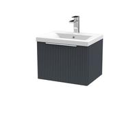 Balterley Fluted 500mm Wall Hung Vanity Unit with Drawer & Ceramic Basin in Grey Balterley Grey