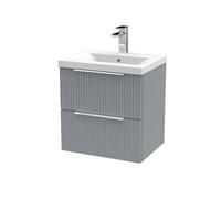 Balterley Fluted Wall Hung Vanity Unit with Basin, 500mm - Grey Balterley Grey