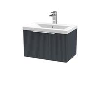 Balterley Fluted Wall Hung 1 Drawer Vanity Basin Unit & Basin 600mm - Dark Grey Balterley Grey
