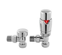Balterley Contemporary Luxury Angled Thermostatic Radiator Valves (Pairs) - Chrome