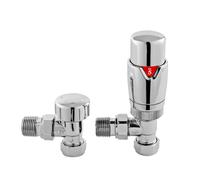 Balterley Contemporary Luxury Angled Thermostatic Radiator Valves (Pairs) - Chrome