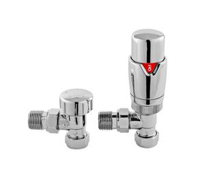 Balterley Contemporary Luxury Angled Thermostatic Radiator Valves (Pairs) - Chrome