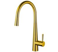 Balterley Contemporary Pull Out Single Lever Kitchen Mixer Tap With Rounded Swivel Spout & Brushed Gold Finish