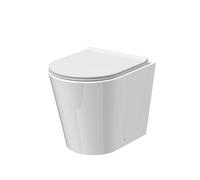Balterley Round Back to Wall Toilet Pan & Soft Close Seat, Rimless Back to Wall Toilet Unit, Space Saving Toilets for Bathroom, BTW Toilets for Bathrooms - 365mm x 500mm x 417mm (White)