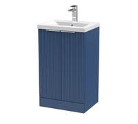 Balterley Blue Fluted Floor Standing Vanity with Ceramic Basin, 500mm Balterley Blue