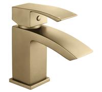 Balterley Contemporary Single Lever Deck Mounted Mono Basin Mixer Tap with Push Button Waste, 180 x 55 x 134mm, Brushed Brass