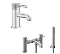Balterley Single Lever Handle Mono Basin Tap & Bath Shower Mixer Set - Chrome in Silver Balterley Silver