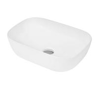 Balterley Contemporary Soft Rectangular Countertop Basin - Gloss White Ceramic Vessel Without Overflow