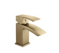 Balterley Contemporary Soft Square Single Lever Deck Mounted Mono Basin Tap with Waste, 137 48 131mm, Brushed Brass