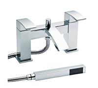 Balterley Contemporary Square Dual Lever Deck Mounted Bath Shower Mixer Tap with Ceramic Disc Technology, 229 x 127 x 138mm Chrome