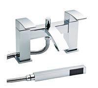 Balterley Contemporary Square Dual Lever Deck Mounted Bath Shower Mixer Tap with Ceramic Disc Technology, 229 x 127 x 138mm Chrome in Silver Balterley Silver