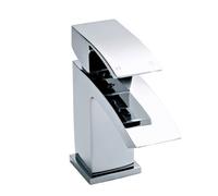 Balterley Contemporary Square Single Lever Deck Mounted Mono Basin Mixer Tap with Push Button Waste, 180 x 55 x 134mm, Chrome