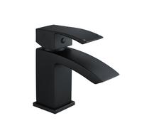 Balterley Contemporary Square Single Lever Deck Mounted Mono Basin Mixer Tap with Push Button Waste, 180 x 55 x 134mm, Matt Black Balterley Black