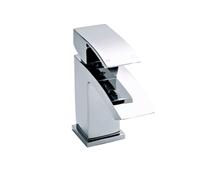 Balterley Contemporary Square Single Lever Deck Mounted Mono Basin Mixer Tap with Push Button Waste, Chrome, 48 x 131 x 137mm in Silver Balterley Silver