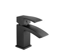 Balterley Contemporary Square Single Lever Deck Mounted Mono Basin Mixer Tap With Waste, 137 X 48 X 131mm, Matt Black