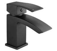 Balterley Contemporary Square Single Lever Deck Mounted Mono Basin Mixer Tap with Waste, 137 x 48 x 131mm, Matt Black