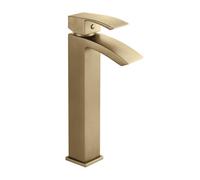 Balterley Contemporary Square Tall Single Lever Deck Mounted Mono Basin Mixer Tap, High Rise Design 307 X 52 X 139mm Brushed Brass