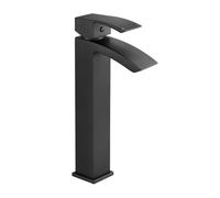 Balterley Contemporary Square Tall Single Lever Deck Mounted Mono Basin Mixer Tap, High Rise Design, 307 X 52 X 139mm, Matt Black