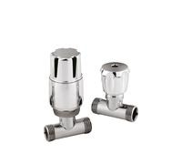Balterley Contemporary Straight Thermostatic Radiator Valves (Pairs) - Chrome in Silver Balterley Silver
