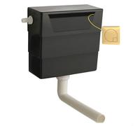 Balterley Concealed Cistern with Dual Flush, Water Saving Side Inlet Concealed Toilet Cistern & Square Flush Plate for Back to Wall & Wall Hung Toilets - 303x136x334mm (Brushed Brass/Black)