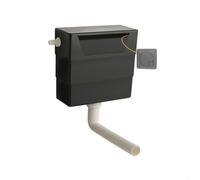 Balterley Concealed Cistern with Dual Flush, Water Saving Side Inlet Concealed Toilet Cistern & Square Flush Plate for Back to Wall & Wall Hung Toilets - 303x136x334mm (Brushed Pewter/Black)