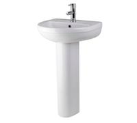 Round One Tap Hole Ceramic Basin & Full Pedestal - 500mm