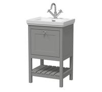 Balterley Coppenhall Bathroom Floor Standing 1 Drawer Vanity & 1 Tap Hole Basin, Cool Grey, 531mm