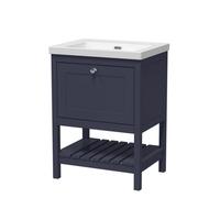 Balterley Coppenhall Contemporary 1 Drawer Floor Standing Vanity Unit, Indigo Blue, 600mm