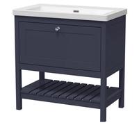 Coppenhall Contemporary 1 Drawer Floor Standing Vanity Unit, Indigo Blue, 800mm
