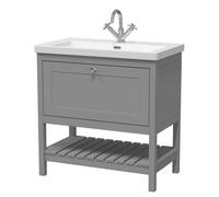 Balterley Coppenhall Contemporary 1 Drawer Floor Standing Vanity Unit With Fireclay Basin, Cool Grey, 800mm