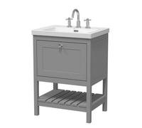 Balterley Coppenhall Contemporary 1 Drawer Floor Standing Vanity Unit With Fireclay Basin, Cool Grey, 600mm