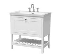 Balterley Coppenhall Contemporary 1 Drawer Floor Standing Vanity Unit With Fireclay Basin, Pure White, 800mm