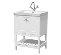 Balterley Coppenhall Contemporary 1 Drawer Floor Standing Vanity Unit With Fireclay Basin, Pure White, 600mm