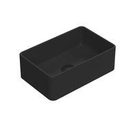 Rectangular Matt Ceramic Countertop Vessel Without Overflow - 365mm - Matt Black