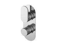 Balterley Current Contemporary Round Twin Concealed Thermostatic Shower Valve with Lever and Knob Handles - Chrome Finish